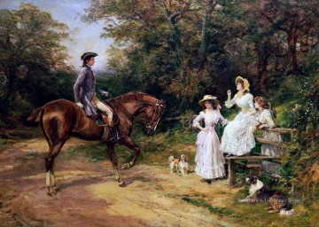 Une réunion de l’équitation de stile Heywood Hardy Peinture à l'huile